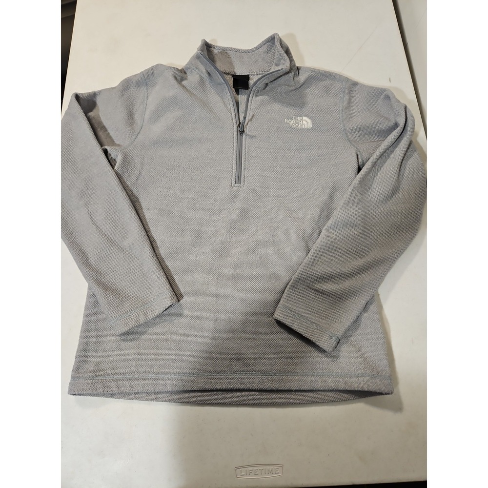The North Face 1/4 Zip Fleece Pullover Mens Medium Gray Waffle Knit Jacket (1749